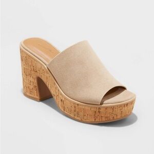Universal Thread Beige Cork Platform Mule